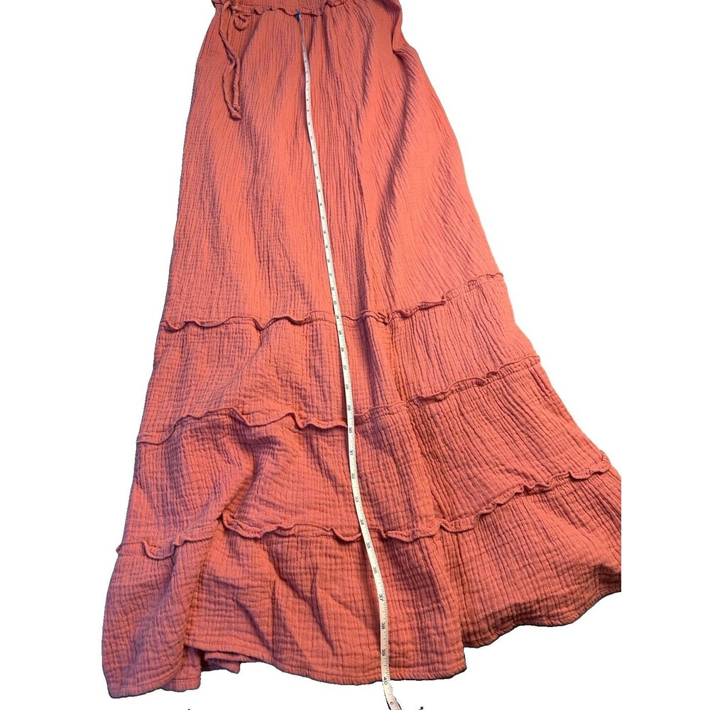 Sim & Sam Dress Pink Tiered Smocked Stretch Maxi Long Removable Straps Size XL - Picture 6 of 11